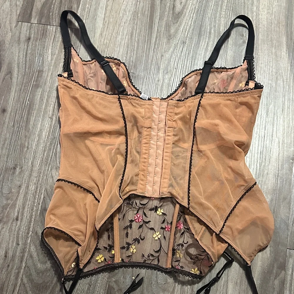Adore Me Floral Shapewear Corset - Black and Tan